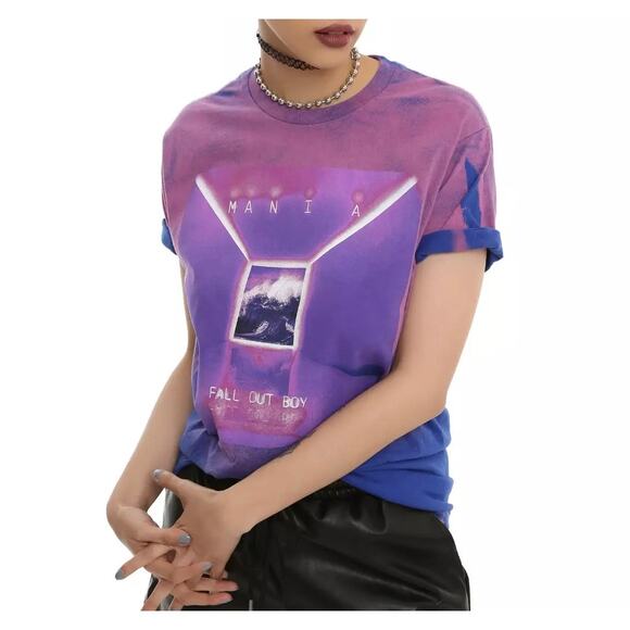 Fall Out Boy MANIA Tour Album‎ T-Shirt Pop Punk Emo Concert Tee Purple Ombre M - Picture 2 of 7